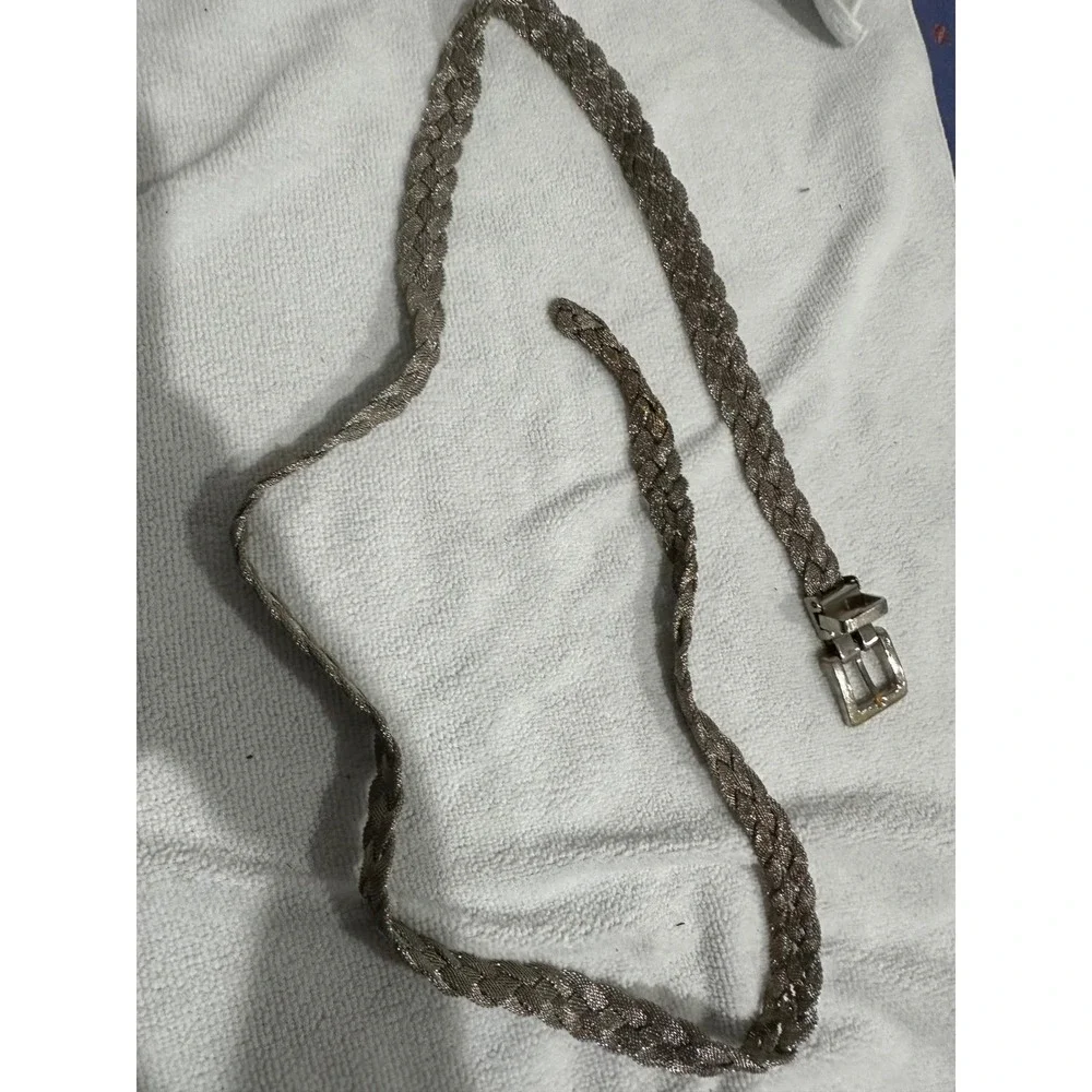 Womens Vintage Braided Chain Belt Metallic‎ Silver Adjustable Dressy Fashion
